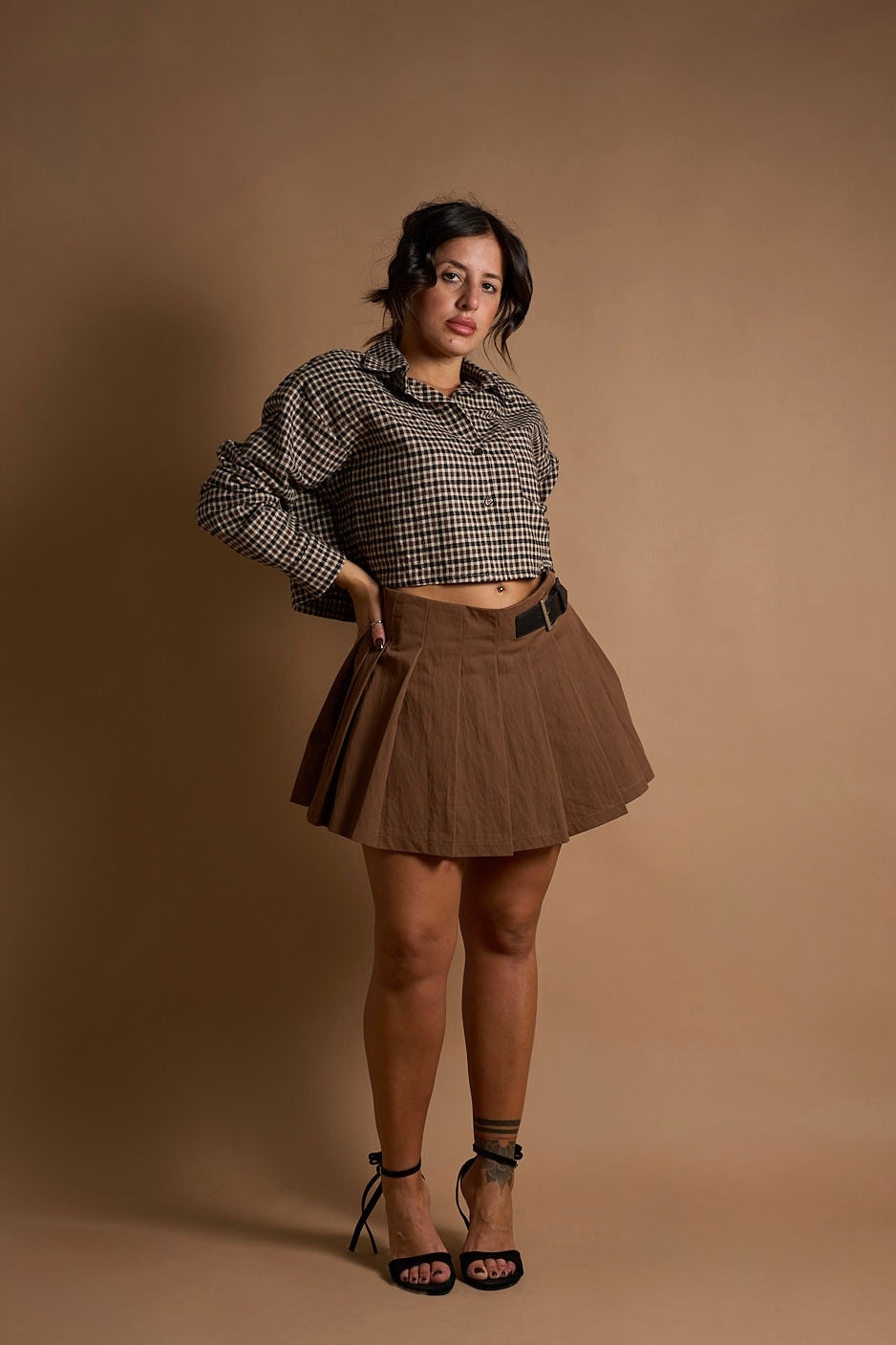 Camicia Scozia cropped