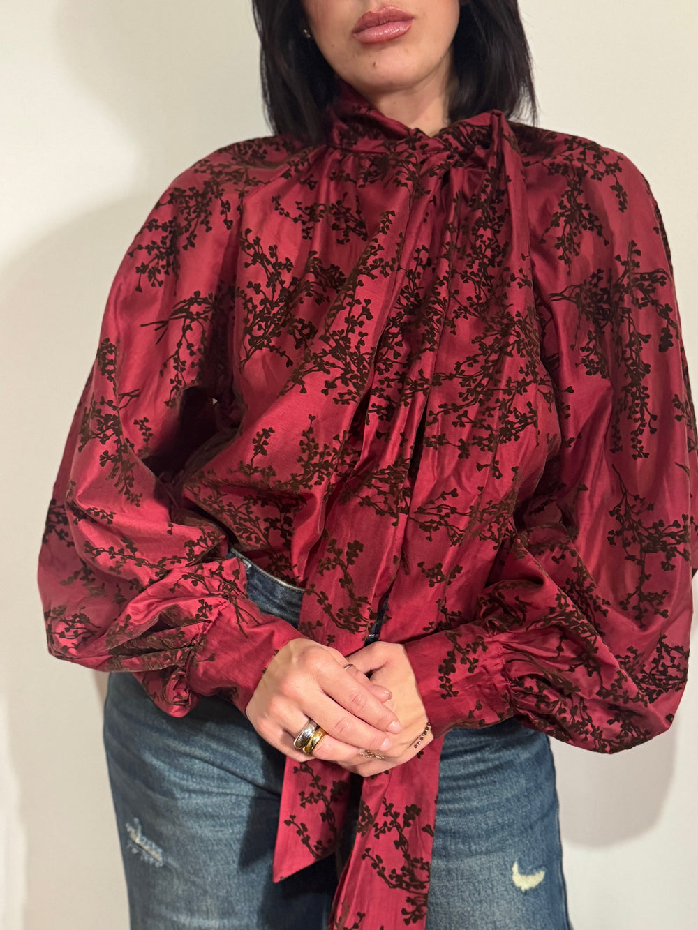Blusa flowers Bordeaux